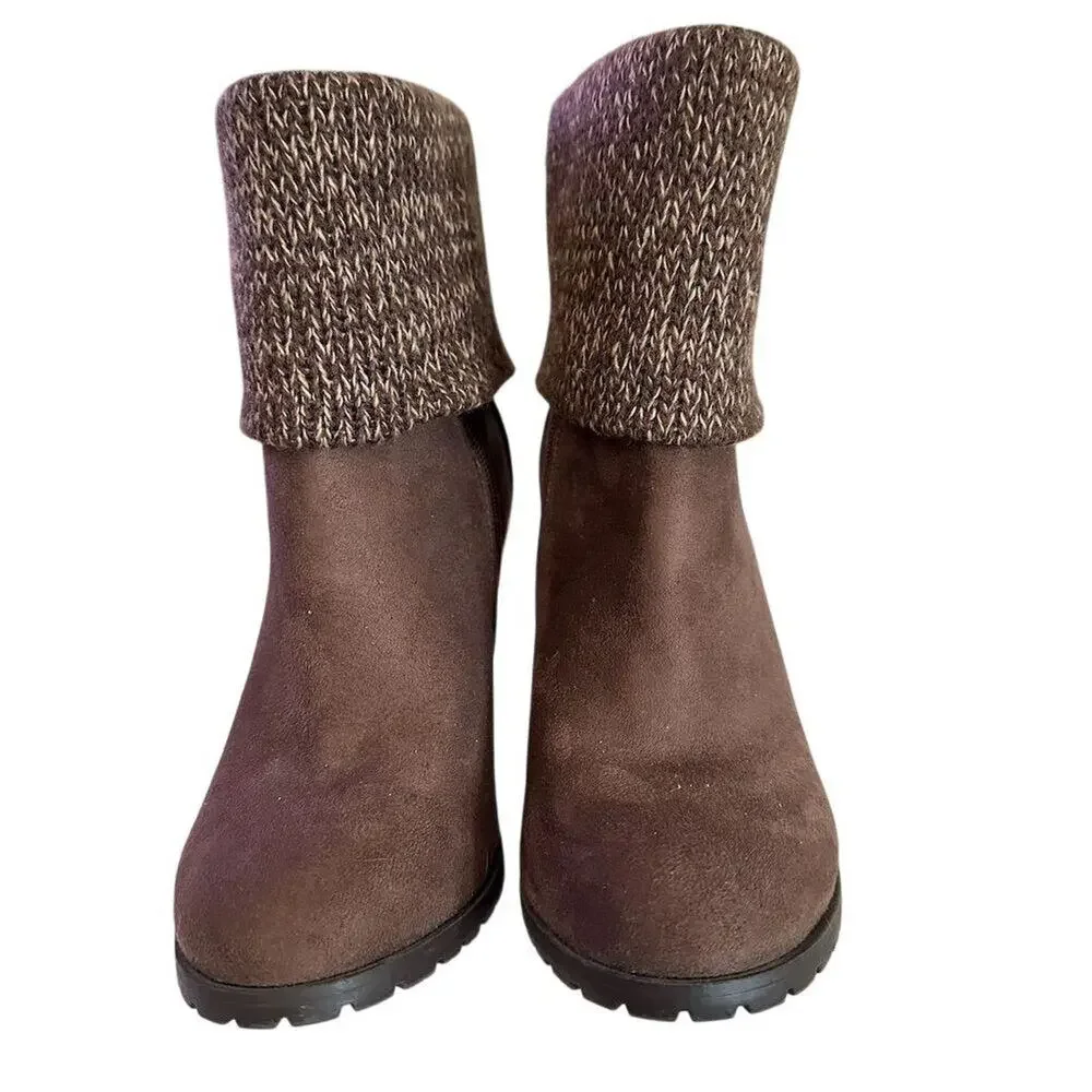 Leila Stone Jarae Women's‎ Brown Ankle Bootie Heel Size 8.5 Casual Block Heel - Picture 2 of 12